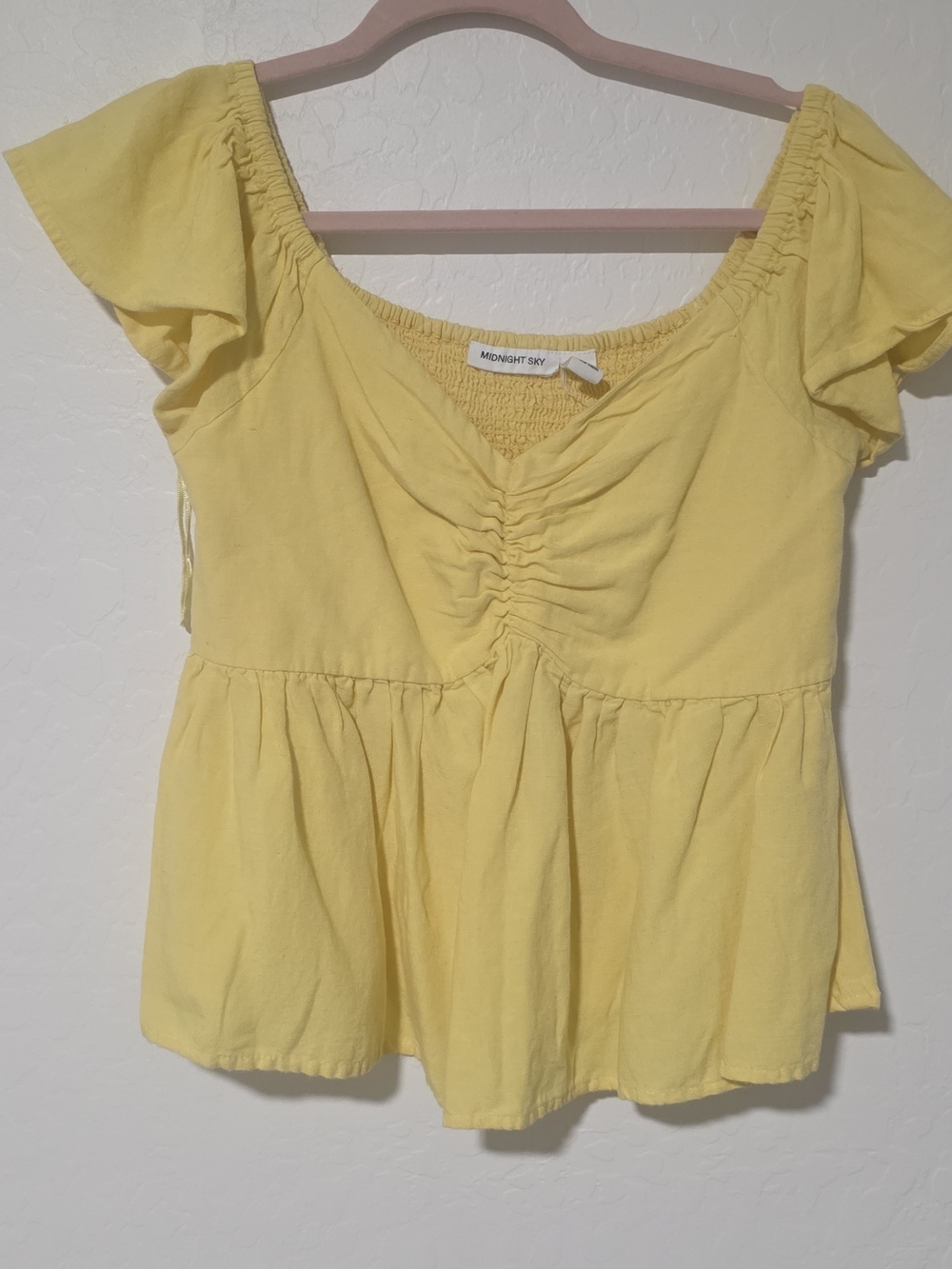 Midnight Sky Yellow Ruched Peplum Tunic